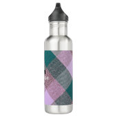 Scandinavische Blauwgroen roze speldenmonogrammen Waterfles (Rechts)