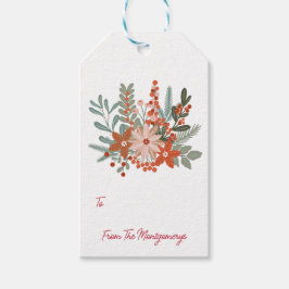 Scandinavische Bloemen Familienaam Vakantie Cadeaulabel