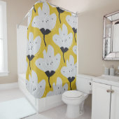 Scandinavische bloemen: met de hand getekend ontw douchegordijn (In situ)