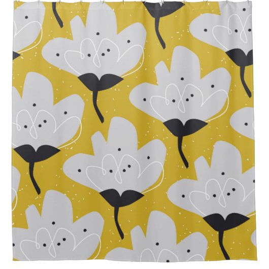 Scandinavische bloemen: met de hand getekend ontw douchegordijn (Voorkant)