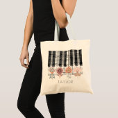 Scandinavische bloemen muziek naam tote bag (Voorkant (product))