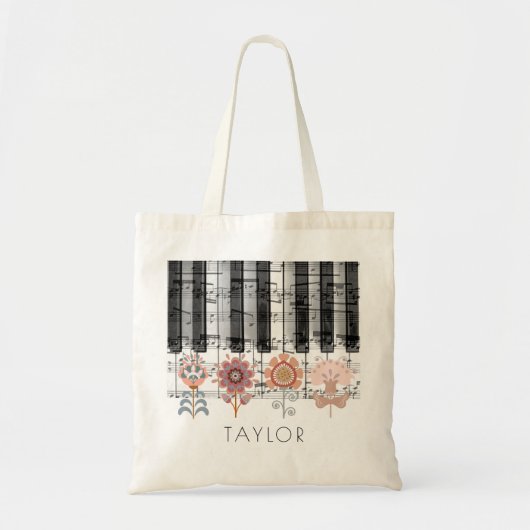 Scandinavische bloemen muziek naam tote bag (Voorkant)