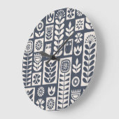 Scandinavische bloemen: wit, blauw, minimalistisch grote klok (Hoek)