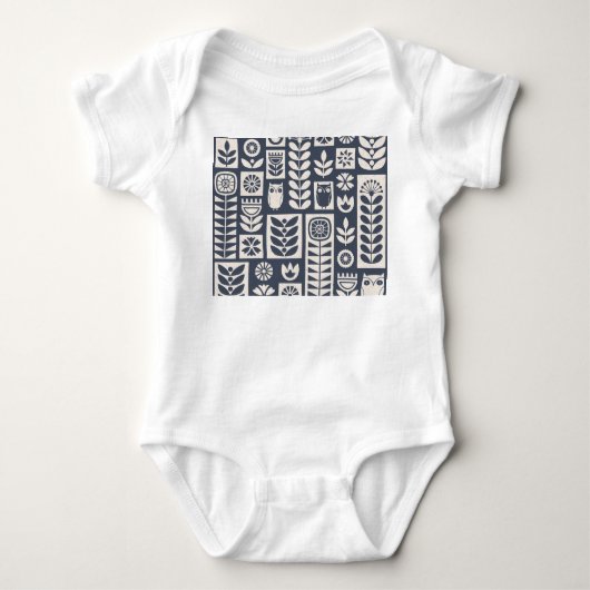 Scandinavische bloemen: wit, blauw, minimalistisch romper (Voorkant)