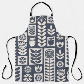 Scandinavische bloemen: wit, blauw, minimalistisch schort (Voorkant)