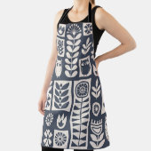 Scandinavische bloemen: wit, blauw, minimalistisch schort (Insitu)