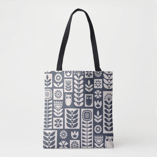 Scandinavische bloemen: wit, blauw, minimalistisch tote bag (Voorkant)