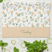 Scandinavische bloemendag van de week theedoek (Gevouwen)