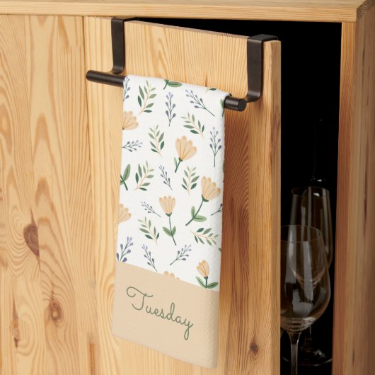 Scandinavische bloemendag van de week theedoek (Derde Gevouwen)