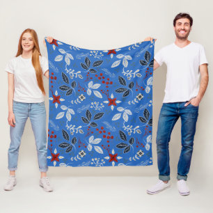 Scandinavische bloemrijke volks kunst naadloos pat fleece deken