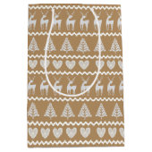 Scandinavische blokdruk Kerstmis Medium Cadeauzakje (Voorkant)