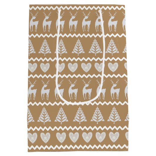 Scandinavische blokdruk Kerstmis Medium Cadeauzakje (Achterkant)