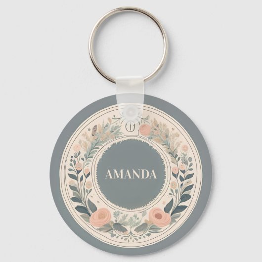 Scandinavische Boho Bloem Sleutelhanger (Voorkant)