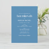Scandinavische Boho Folk Bloem Blauwe Bat Mitzvah Kaart (Staand voorkant)