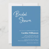 Scandinavische Boho Folk Bloem Blauwe Bruidsuitnod Kaart (Voorkant)