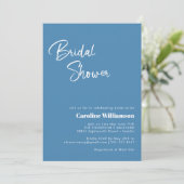 Scandinavische Boho Folk Bloem Blauwe Bruidsuitnod Kaart (Staand voorkant)