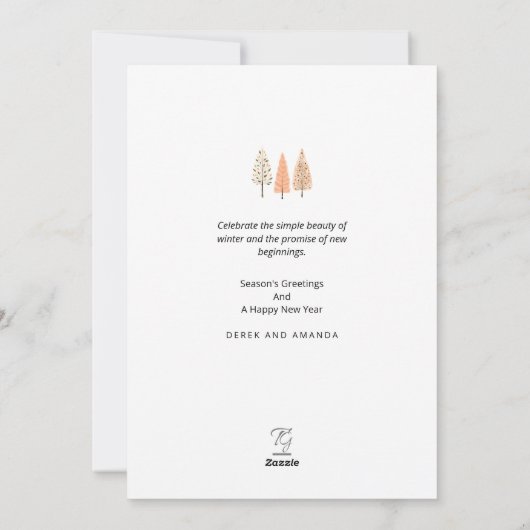 Scandinavische Boho Pine Trees Nordic Winter Scene Feestdagenkaart (Achterkant)