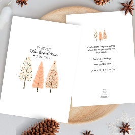 Scandinavische Boho Pine Trees Nordic Winter Scene Feestdagenkaart