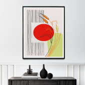 Scandinavische Boho Simple Red Sun Lake uit het mi Poster