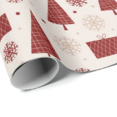 Scandinavische bomen en sneeuwvlokken Winter Kerst Cadeaupapier (Rol Hoek)