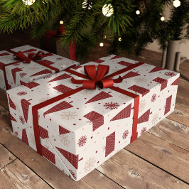 Scandinavische bomen en sneeuwvlokken Winter Kerst Cadeaupapier