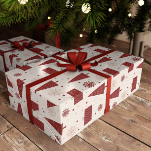 Scandinavische bomen en sneeuwvlokken Winter Kerst Cadeaupapier