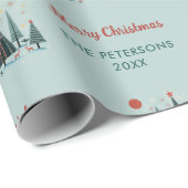 Scandinavische bomen rendieren kerst gepersonalise cadeaupapier (Rol Hoek)