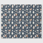 Scandinavische bosdieren Kerst winter Cadeaupapier (Vlak)