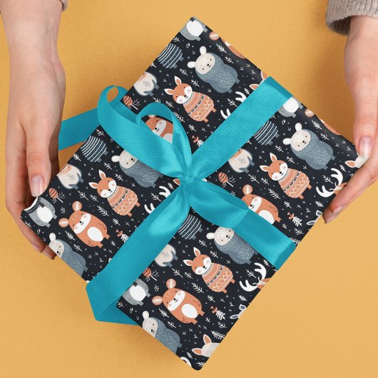 Scandinavische bosdieren Kerst winter Cadeaupapier