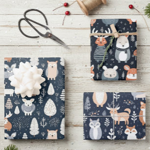 Scandinavische bosdieren Kerst winter Inpakpapier Vel