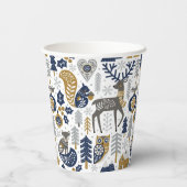 Scandinavische bosdieren sneeuwvlokken Kerstmis Papieren Bekers (Achterkant)