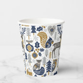 Scandinavische bosdieren sneeuwvlokken Kerstmis Papieren Bekers