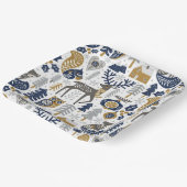 Scandinavische bosdieren sneeuwvlokken Kerstmis Papieren Bordje (Gebogen)