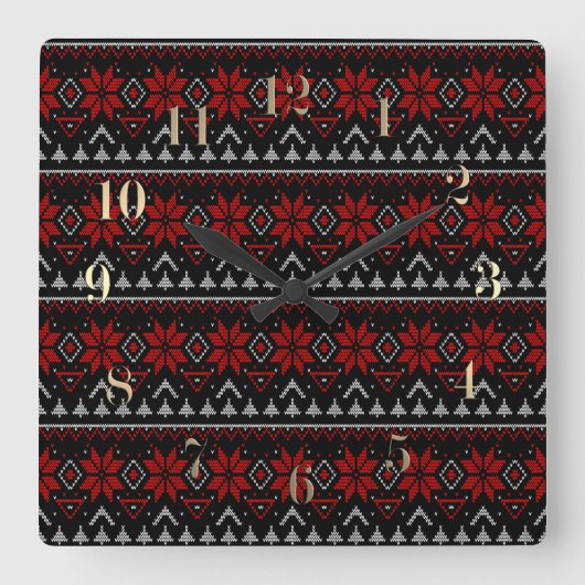Scandinavische breien vierkante klok (Voorkant)