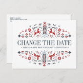 Scandinavische BRUILOFT WIJZIG DE DATUM UITSTEL Aankondigingskaart (Voorkant / Achterkant)