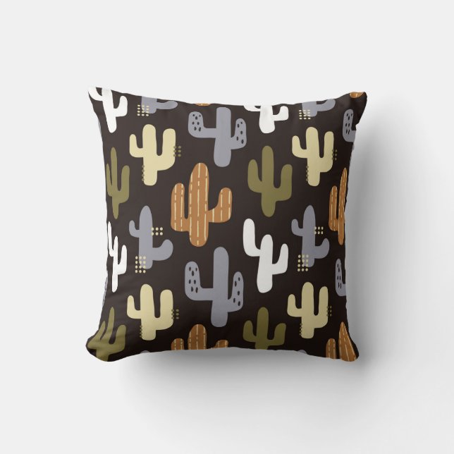 Scandinavische cactussen,  naadloze achtergrond. kussen (Voorkant)