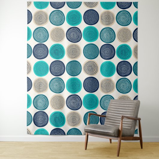 Scandinavische cirkel Stippen Mandala Pattern 1 Wandkleed (In situ)