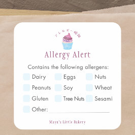 Scandinavische Cupcake Allergie Waarschuwing Vierkante Sticker
