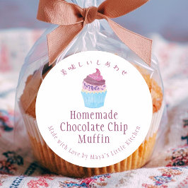 Scandinavische Cupcake Waercolor Bakkerij Productn Ronde Sticker