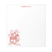 Scandinavische Dala Horse Red gepersonaliseerd Notitieblok (Voorkant)