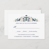 Scandinavische Dala Paard BRUILOFT RSVP V1 (Voorkant / Achterkant)