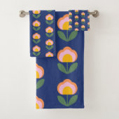 Scandinavische Deense Folk Flower Pattern (blauw) Bad Handdoek (Insitu)