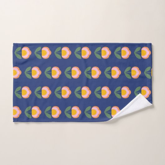 Scandinavische Deense Folk Flower Pattern (blauw) Bad Handdoek (Handdoek)