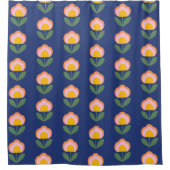 Scandinavische Deense Folk Flower Pattern (blauw) Douchegordijn (Voorkant)