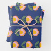 Scandinavische Deense Folk Flower Pattern (blauw) Inpakpapier Vel (In situ)