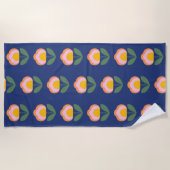 Scandinavische Deense Folk Flower Pattern (blauw) Strandlaken (Voorkant)