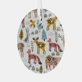 Scandinavische dieren, bloemig, schattig patroon. glas ornament (Voorkant links)