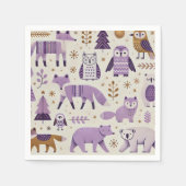 Scandinavische dieren in Paarse en gouden decoupag Servet (Voorkant)