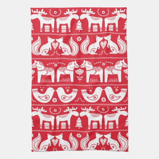 Scandinavische dieren keukenhanddoeken (Verticaal)