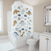 Scandinavische dinosaurussen, sterren, regenbogen  douchegordijn (In situ)